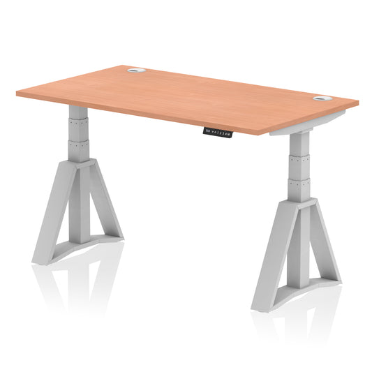 Air Height Adjustable Desk With Cable Ports With Piste Foot - 1200mm, 1400mm, 1600mm or 1800mm - Multiple Colour Options