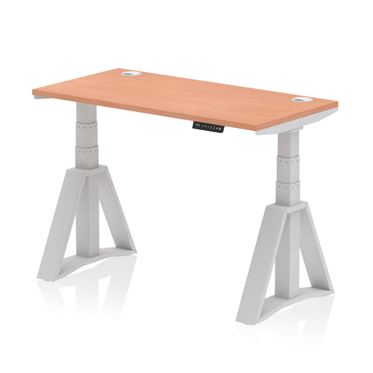 Air Height Adjustable Slimline Desk With Cable Ports With Piste Foot - 1200mm, 1400mm, 1600mm or 1800mm - Multiple Colour Options