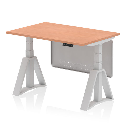 Air Height Adjustable Desk without Cable Ports With Steel Modesty Panel With Piste Foot - 1200mm, 1400mm, 1600mm or 1800mm - Multiple Colour Options