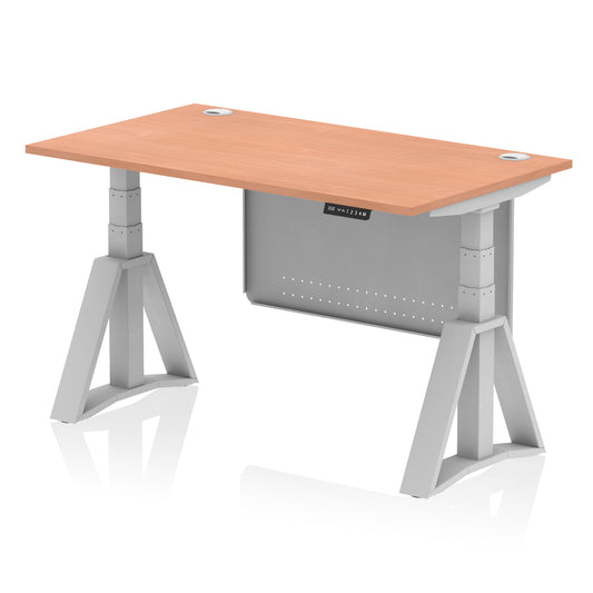 Air Height Adjustable Desk With Cable Ports With Steel Modesty Panel With Piste Foot - 1200mm, 1400mm, 1600mm or 1800mm - Multiple Colour Options