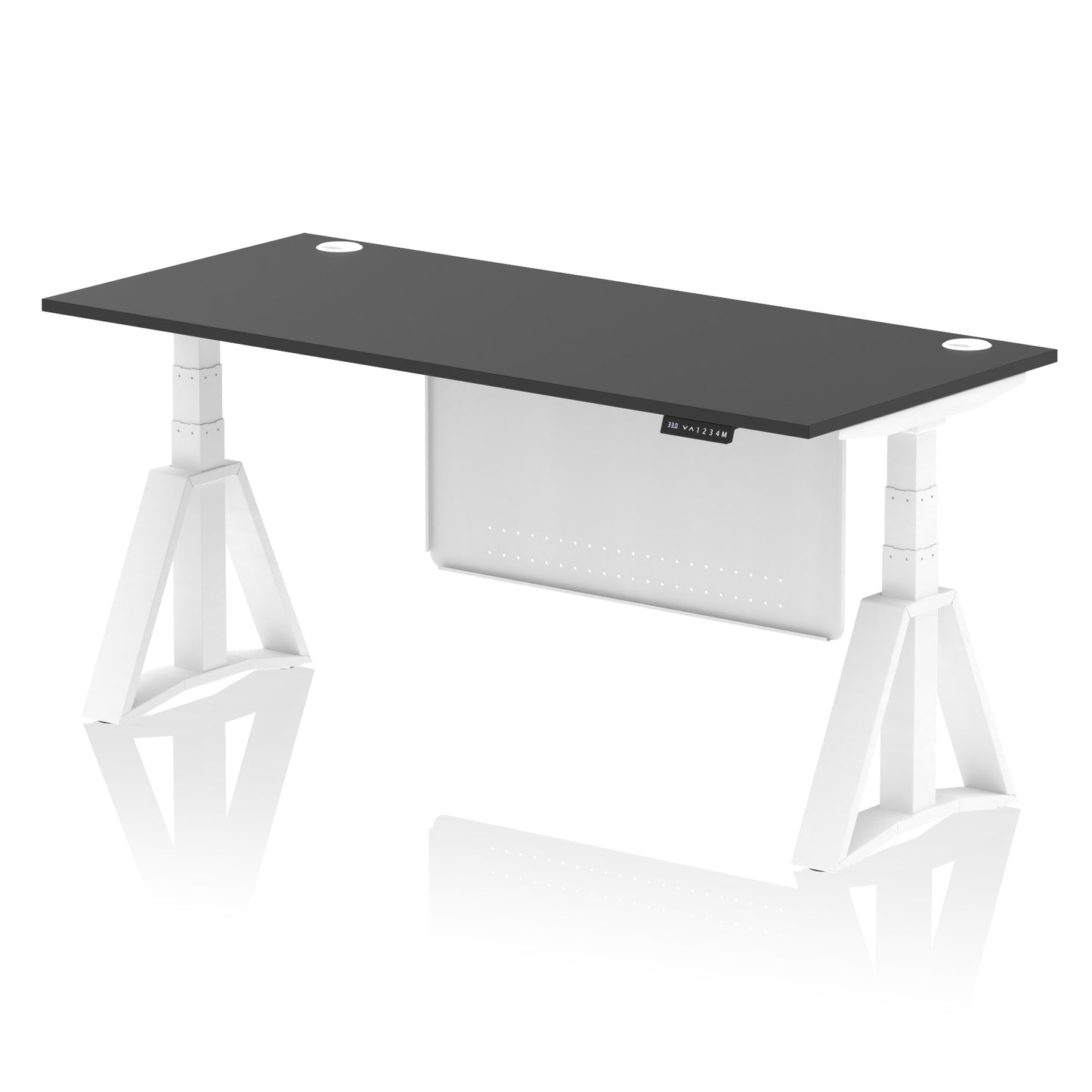 Air Height Adjustable Desk With Cable Ports With Steel Modesty Panel With Piste Foot - 1200mm, 1400mm, 1600mm or 1800mm - Multiple Colour Options