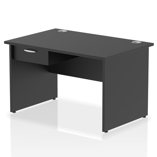 Impulse Panel End Straight Desk Frame With Single One Drawer Fixed Pedestal - 1200mm, 1400mm, 1600mm or 1800mm - Multiple Colour Options