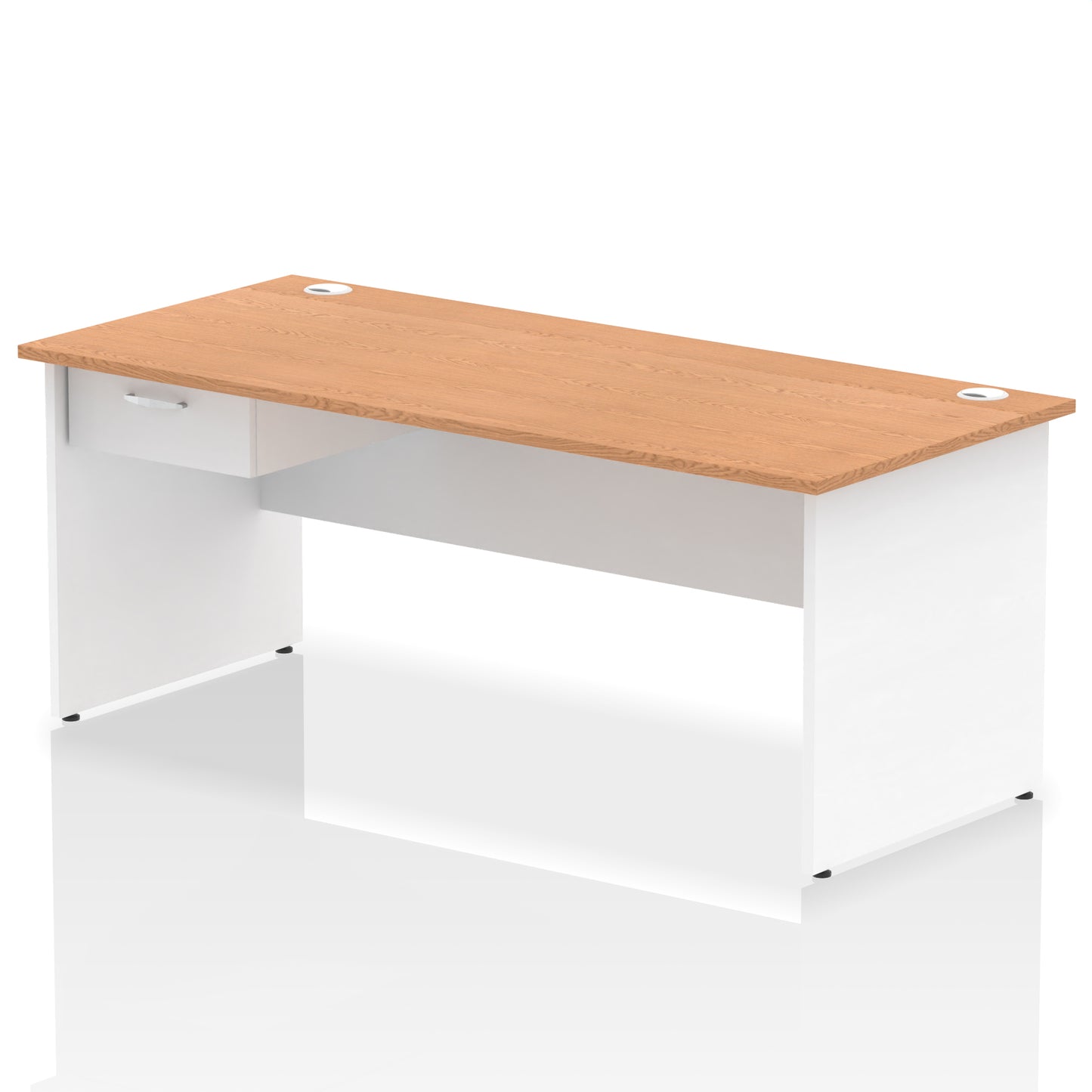 Impulse Panel End Straight Desk Frame With Single One Drawer Fixed Pedestal - 1200mm, 1400mm, 1600mm or 1800mm - Multiple Colour Options