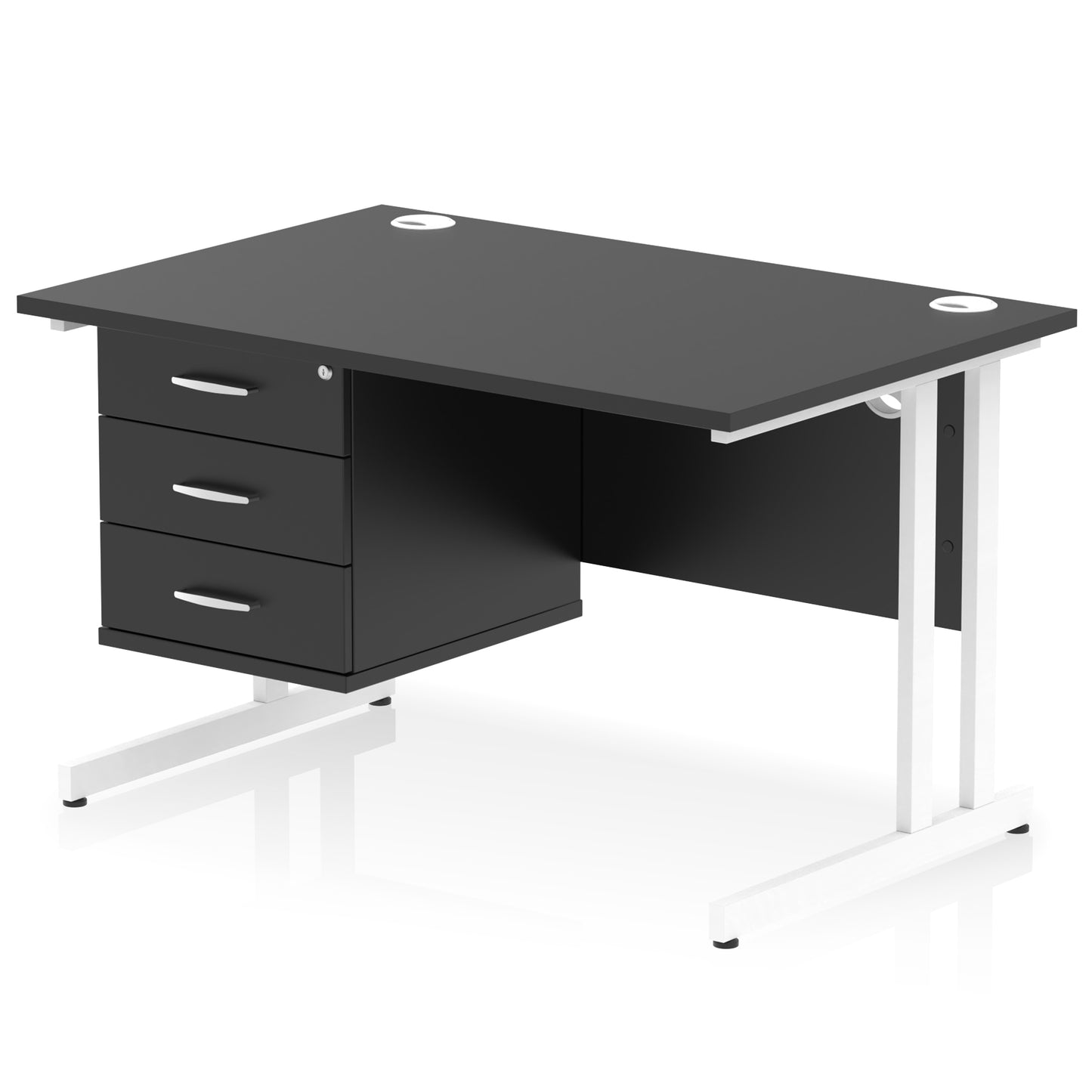 Impulse Cantilever Straight Desk With Single Fixed Pedestal - 1200mm - Multiple Colour Options