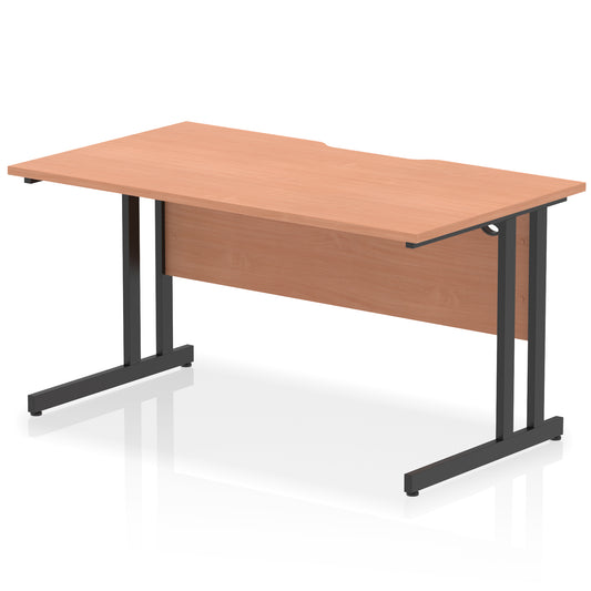 Impulse Scalloped Edge Straight Desk Cantilever Leg - 1400mm - Multiple Colour Options