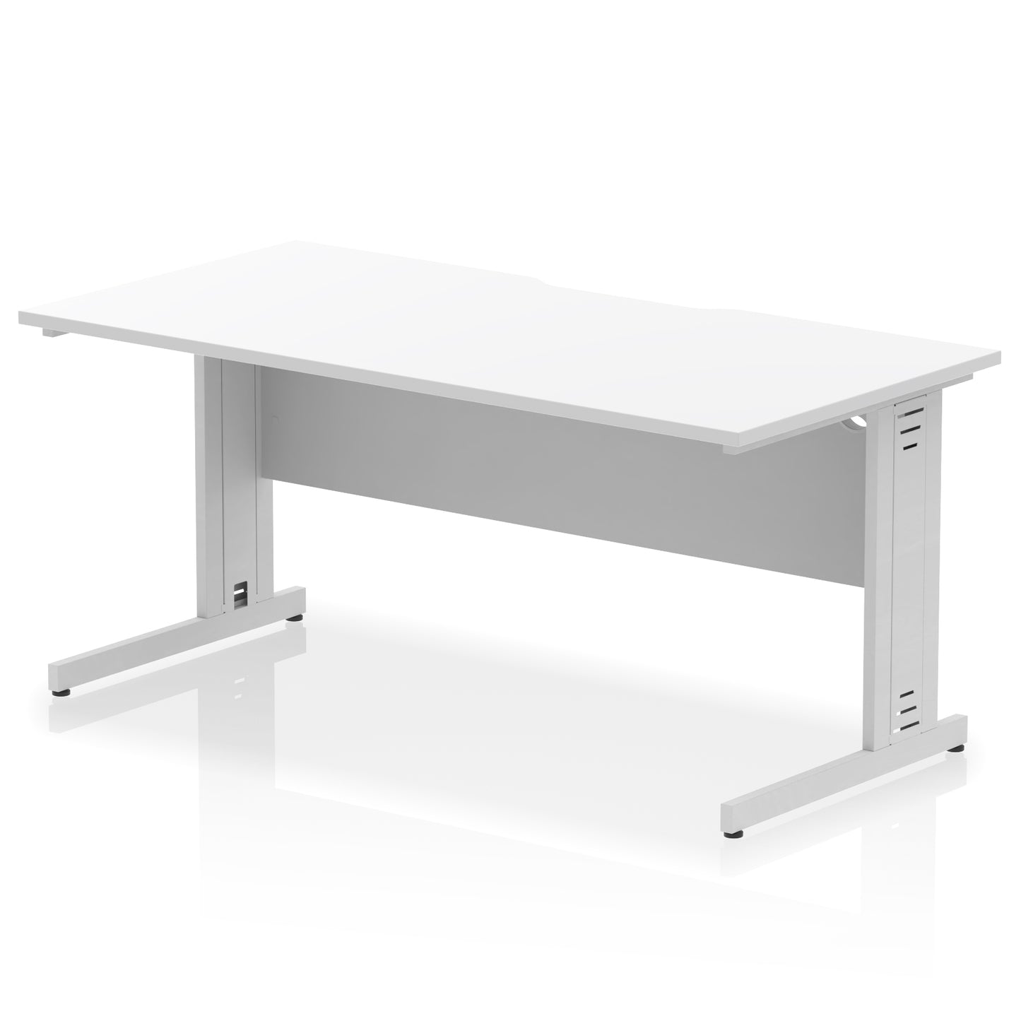 Impulse Scalloped Edge Straight Desk Cable Managed Leg - 1600mm - Multiple Colour Options