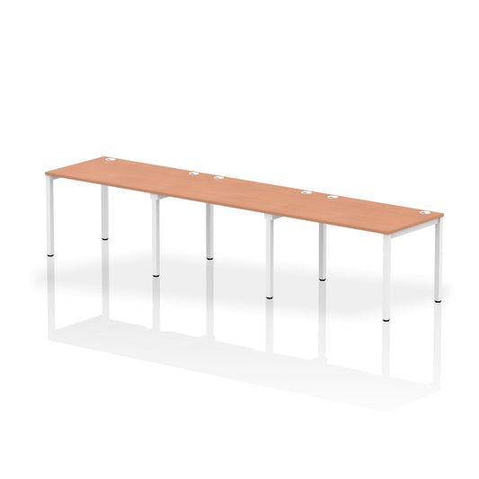 Impulse Single Row Bench Desk - 3 Person - 3600mm, 4200mm, 4800mm, 5400mm - Multiple Colour Options