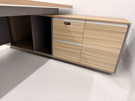 Modern Large Golden Oak Corner Executive Office Desk with Integrated Storage - 2800mm - PM02-D05