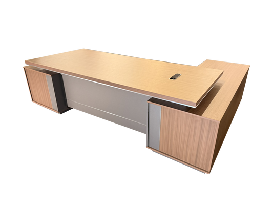 Modern Large Walnut Corner Executive Office Desk with Integrated Storage - 2800mm - PM02-D05