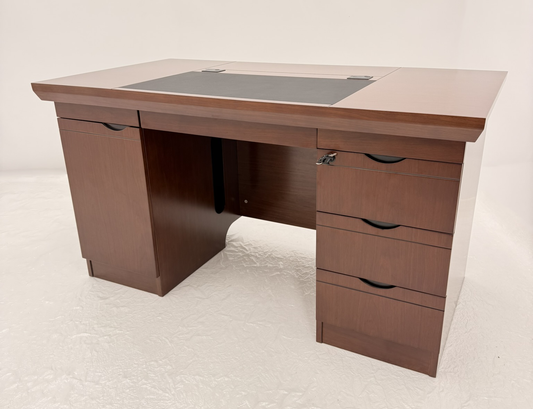 Traditional Executive Real Wood Veneer Home Office Desk in Walnut - 1400mm - UBA141