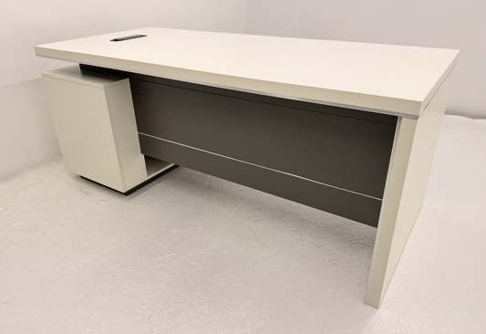 Modern Home White and Grey Corner Executive Office Desk with Integrated Storage - 1600mm, 1800mm or 2000mm - PM02-D01