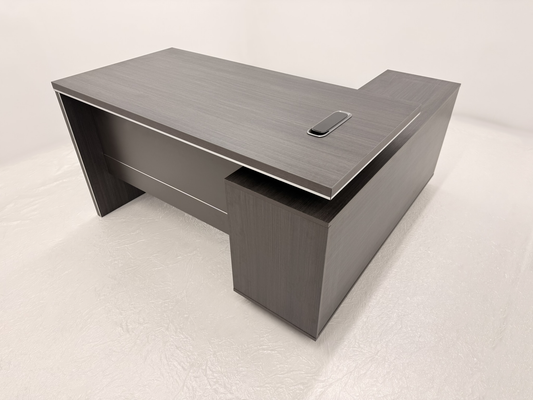 Modern Home Grey Oak Corner Executive Office Desk with Integrated Storage - 1400mm - PM02-D01-14