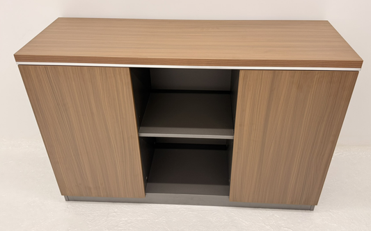 Modern Executive Walnut Open Storage Cupboard - 1200mm - PM02-S0312