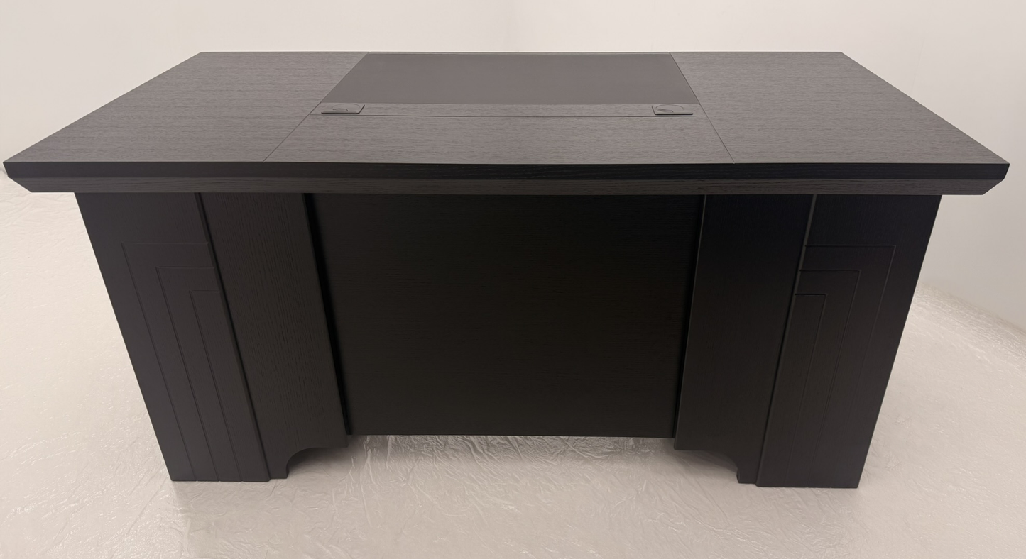 Modern Executive Real Wood Veneer Home Office Desk in Black Ash - 1400mm - L3F-UBA141