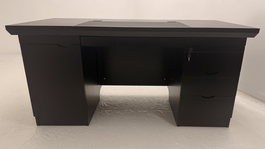 Modern Executive Real Wood Veneer Home Office Desk in Black Ash - 1600mm - L3F-UBA161