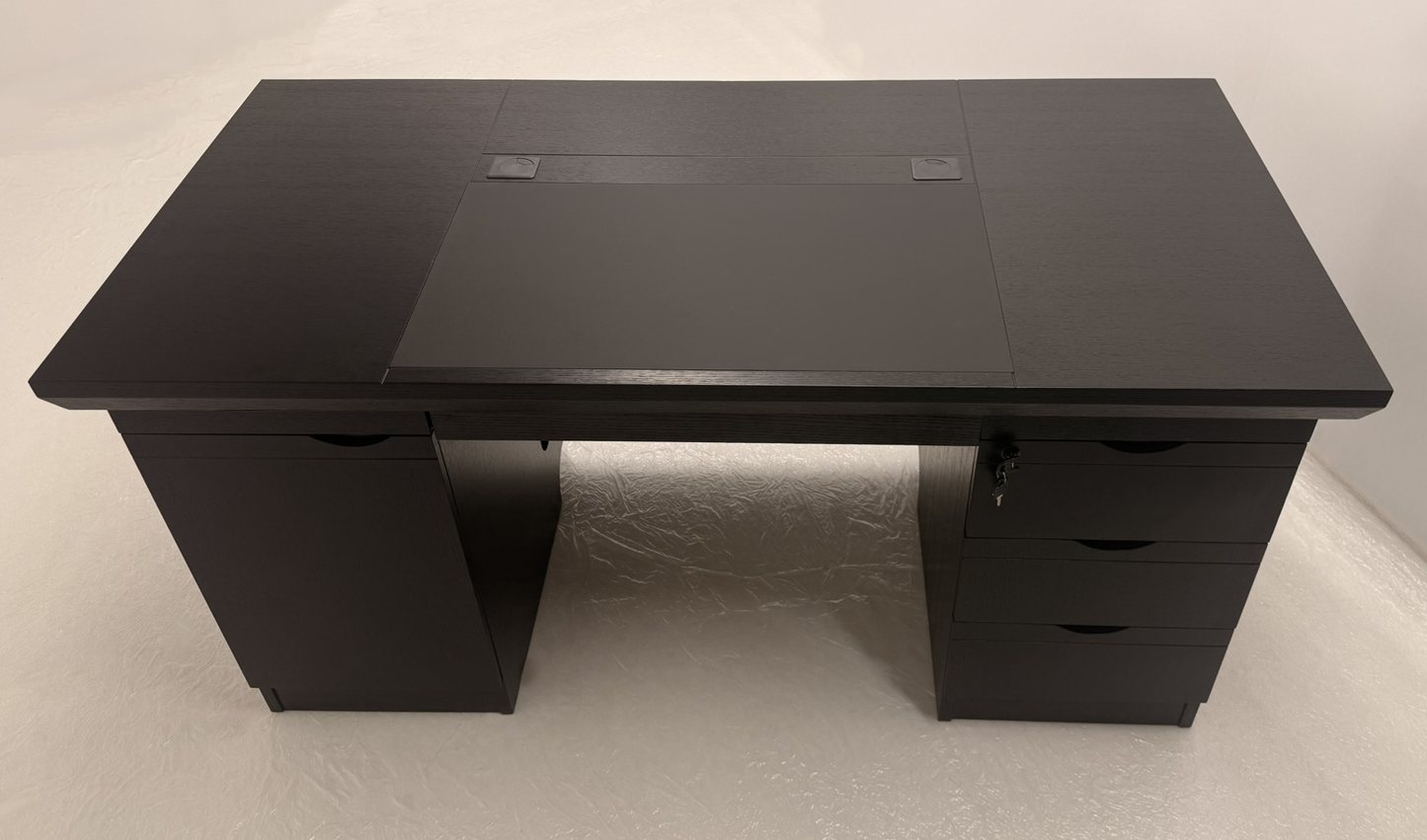 Modern Executive Real Wood Veneer Home Office Desk in Black Ash - 1600mm - L3F-UBA161