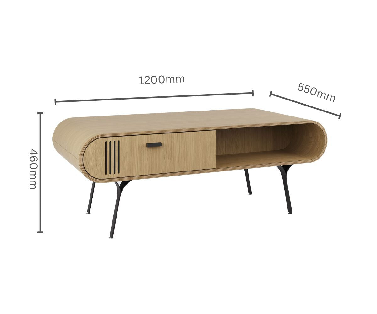 Oak Veneer Coffee Table with Built in Storage - JF102