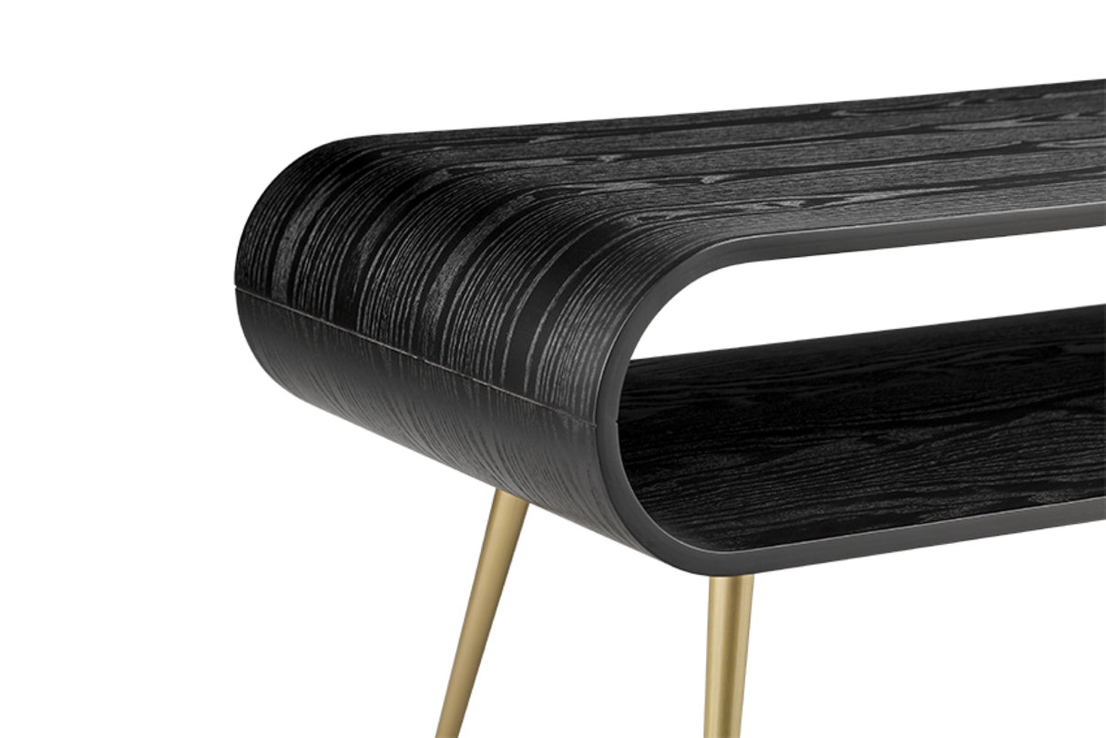 Sleek Black Wooden and Brass Coffee Table - 900mm - JF721