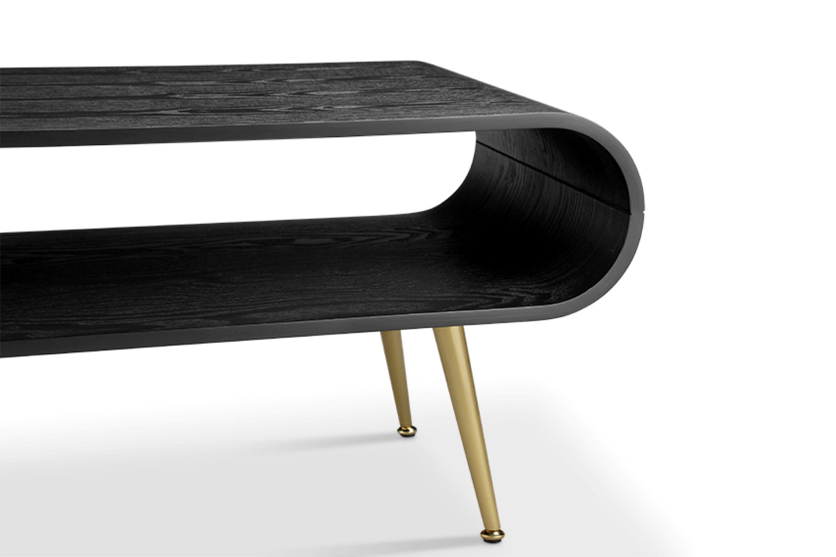 Sleek Black Wooden and Brass Coffee Table - 900mm - JF721