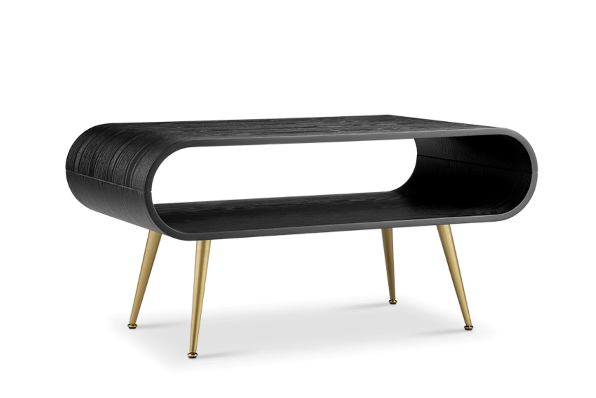 Sleek Black Wooden and Brass Coffee Table - 900mm - JF721