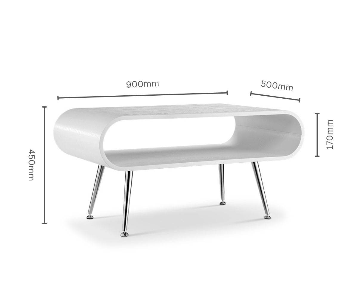 Sleek White Wooden and Chrome Coffee Table - 900mm - JF721