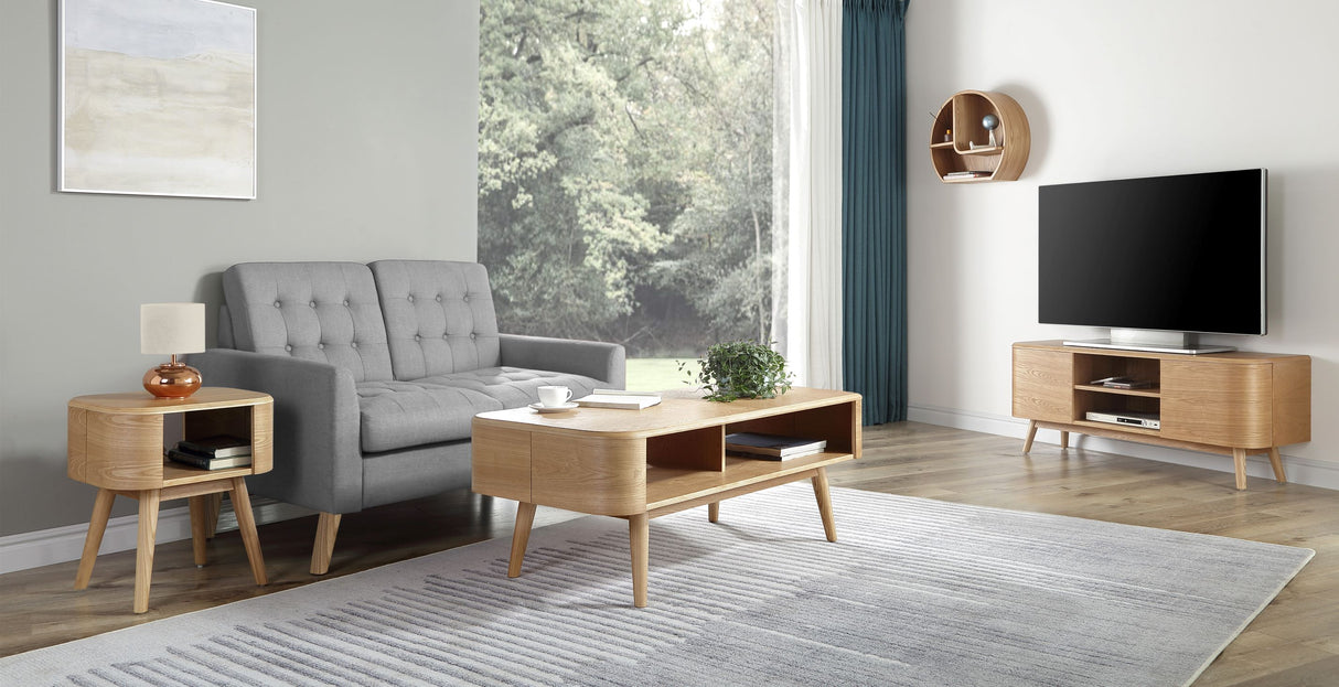 Stunning Oak Veneer Lamp / Side Table - JF812