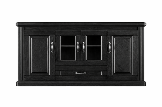 Real Wood Veneer Executive Storage Cupboard Wood & Glass Doors - 1600mm - K3Y160