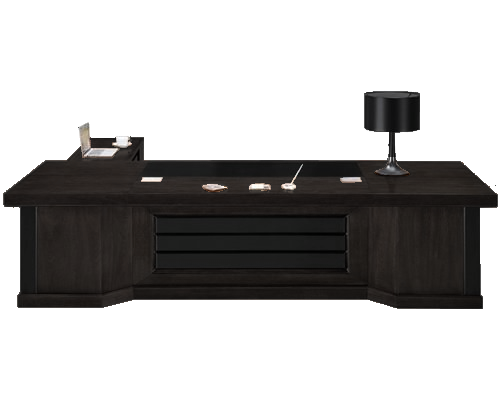 Grand Executive Office Desk with Black Leather Modesty Panel - With Pedestal and Side Return - 2800mm to 3800mm - K5B321