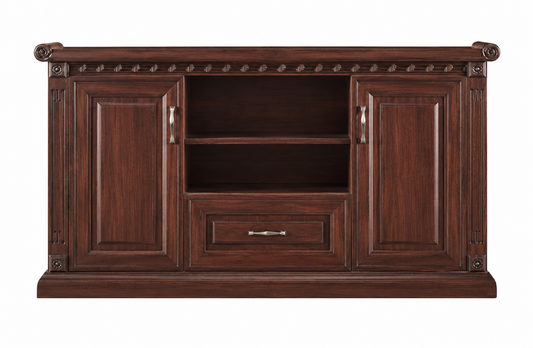 Real Walnut Wood Veneer Traditional Executive Office Storage Cupboard - 1500mm - K5J150