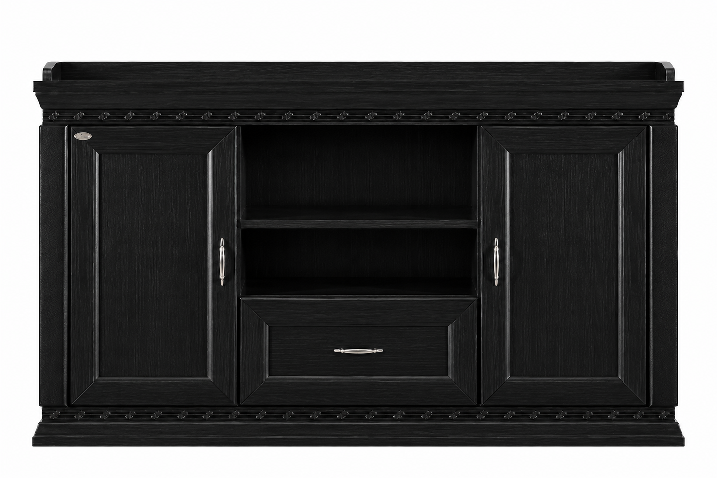 Real Black Ash Wood Veneer Traditional Executive Office Storage Cupboard - 1500mm - K8B150