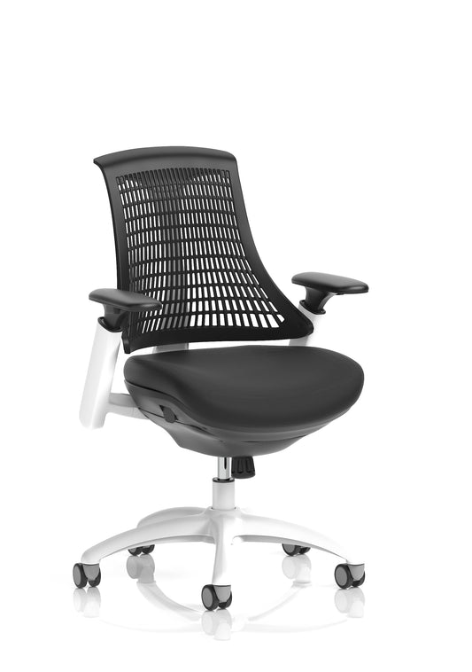 Flex Medium Back White Frame Task Operator Office Chair with Arms - Multiple Seat Colour Options