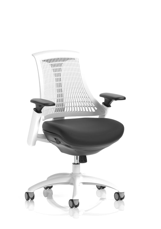 Flex Medium Back White Frame Task Operator Office Chair with Arms - Multiple Seat Colour Options