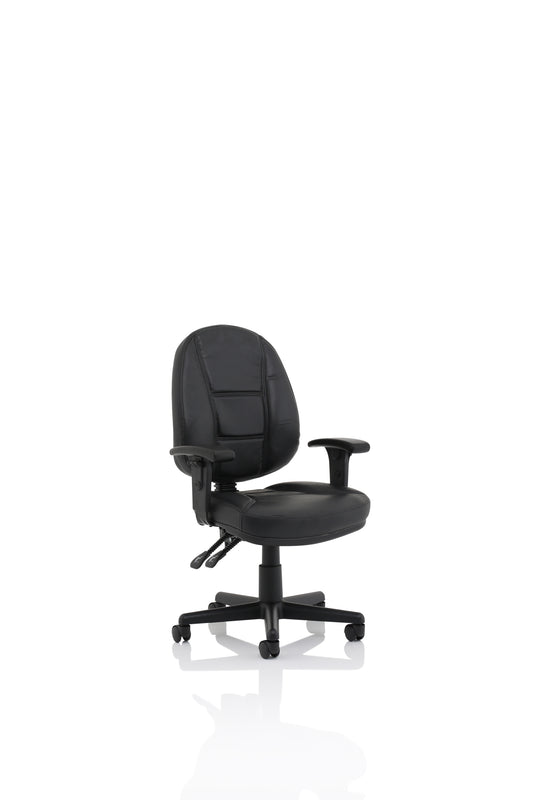 Jackson Medium Back Black Bonded Leather Task Operator Office Chair - Multiple Arm Choice