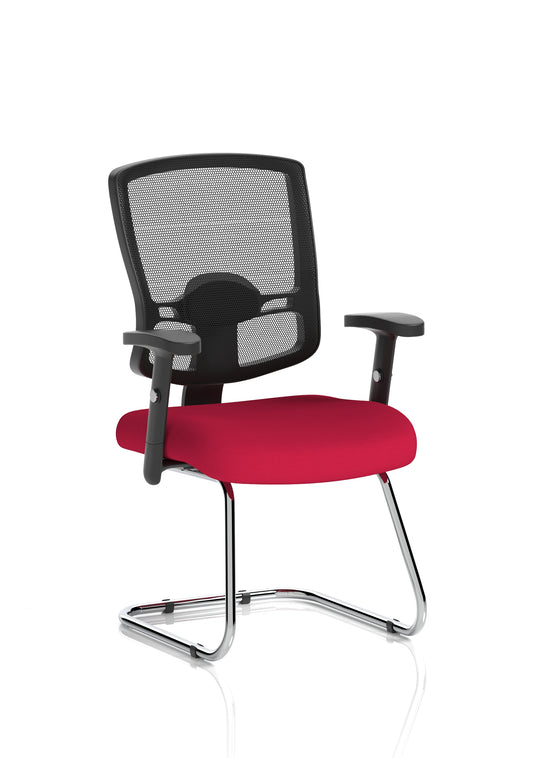 Portland Mesh Back Cantilever Visitor Chair with Height Adjustable Arms - Available in 20 Colour Choices