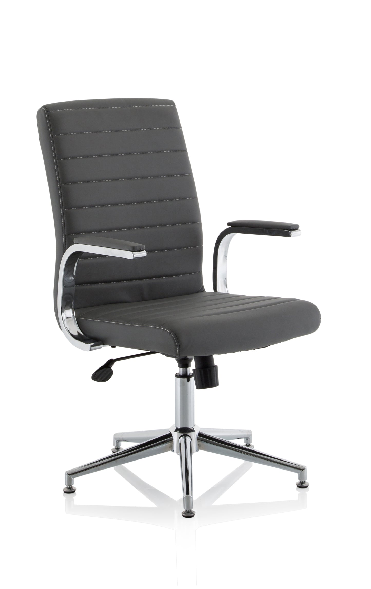 Ezra Modern Medium Back Leather Executive Office Chair with Fixed Arms