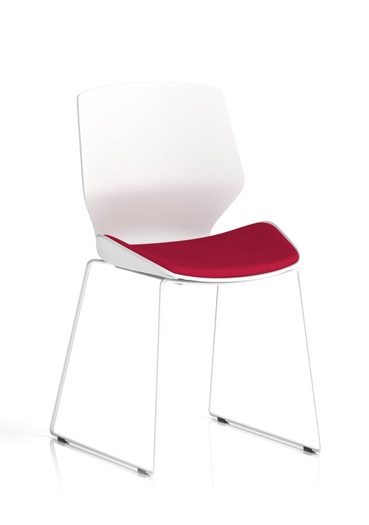 Florence Sled White Plastic Frame with Fabric Seat Visitor Chair - Multiple Fabric Seat Colours Available