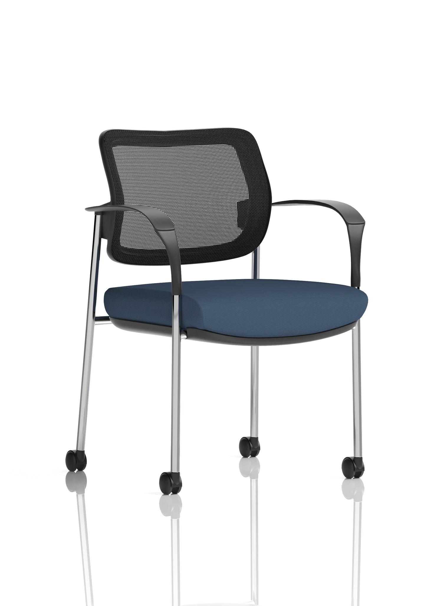 Brunswick Medium Back Visitor Office Chair with Fixed Arms with Castors - Mesh or Fabric - Multiple Colour Choices