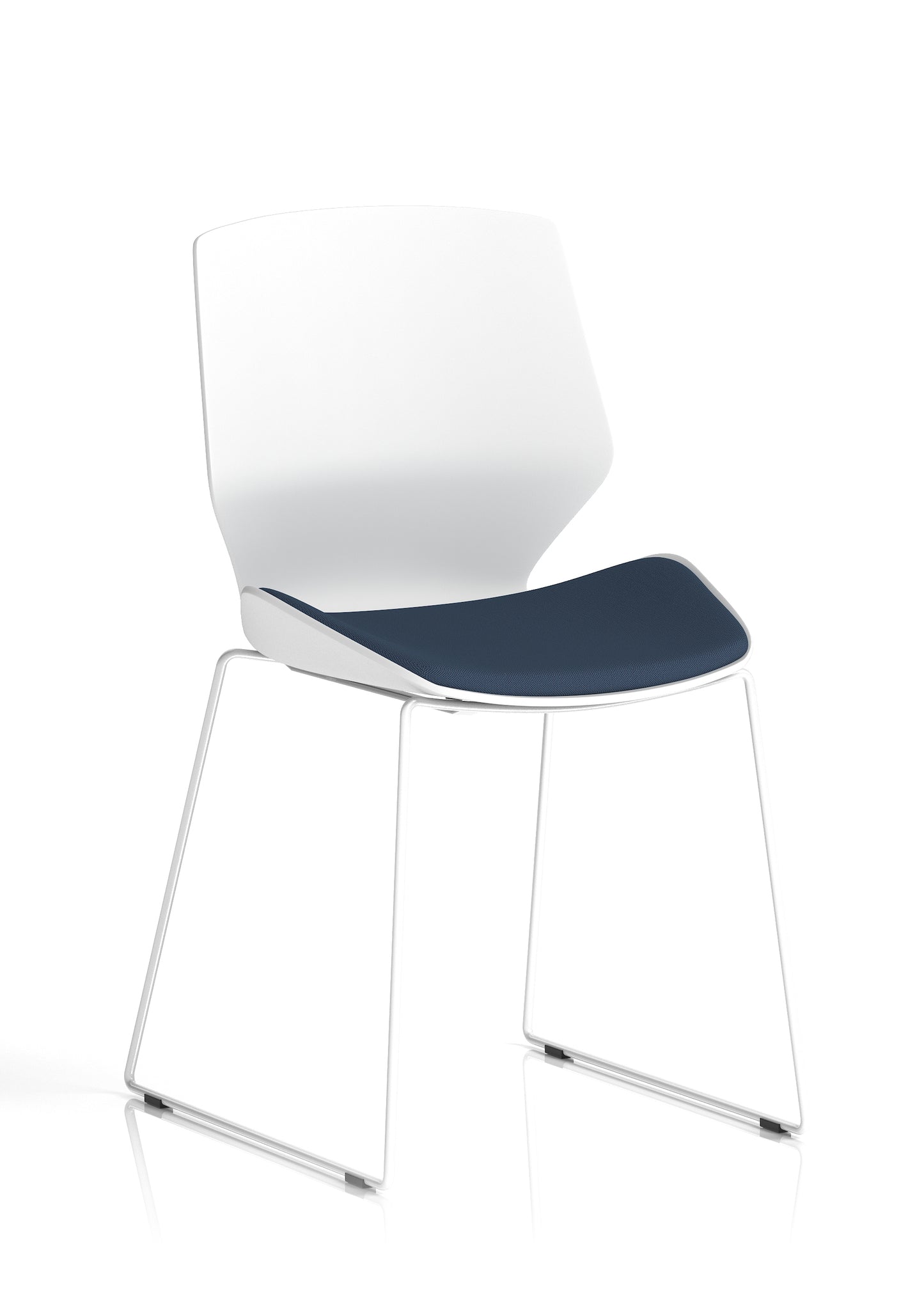 Florence Sled White Plastic Frame with Fabric Seat Visitor Chair - Multiple Fabric Seat Colours Available