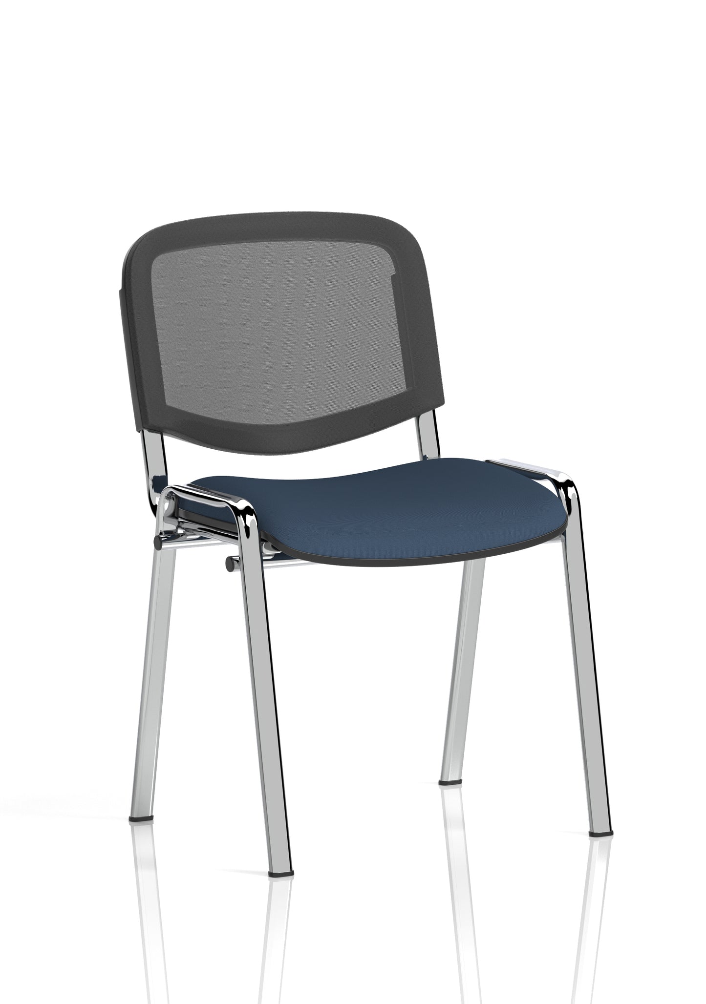 ISO Stacking Fabric/Mesh/Vinyl/Wooden/Plastic Visitor Conference Chair - Black or Chrome Frame - Multiple Seat Colour Options