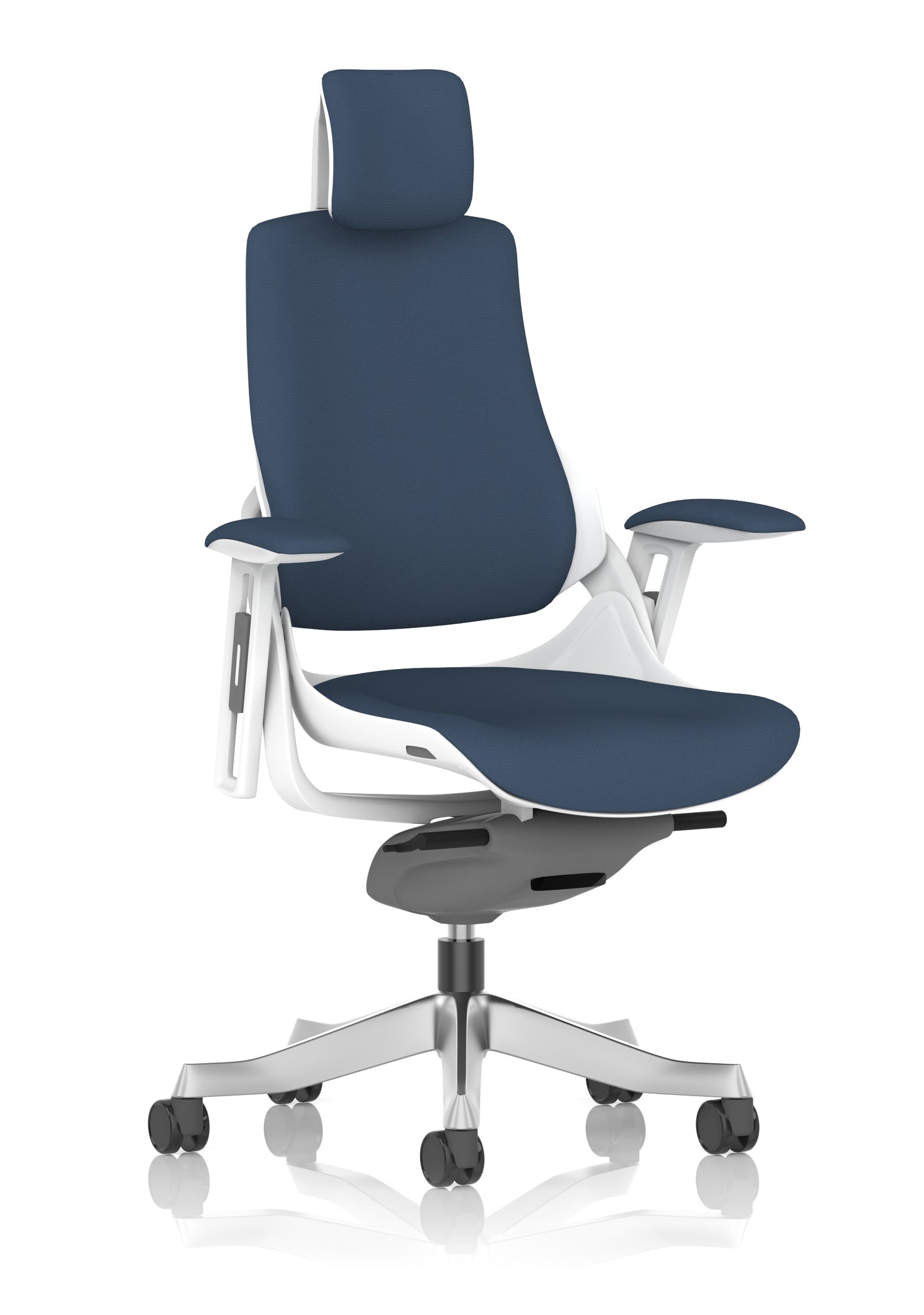 Zure High Back White Shell Fabric Executive Office Chair with Height Adjustable Arms - Multiple Seat Colour Options