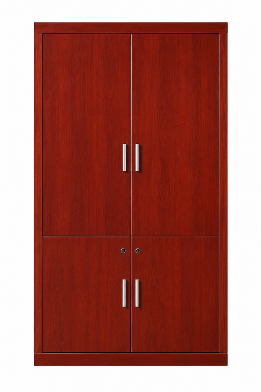 Cherry Rosewood Real Wood Veneer Executive Two Door Bookcase Cupboard - 1200mm - KM5B02
