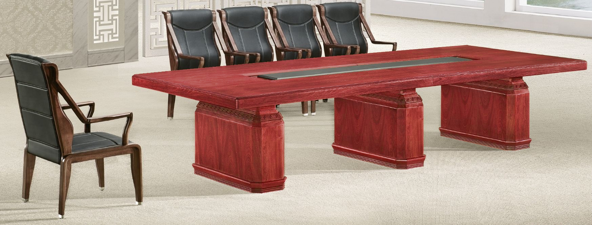 Traditional Boardroom Meeting Table in Real Wood Veneer Finish - 3000mm / 3200mm / 3400mm / 3600mm / 3800mm / 4000mm - KT4J38