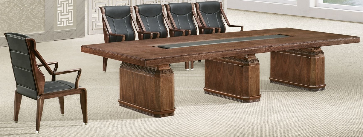 Traditional Boardroom Meeting Table in Real Wood Veneer Finish - 3000mm / 3200mm / 3400mm / 3600mm / 3800mm / 4000mm - KT4J38