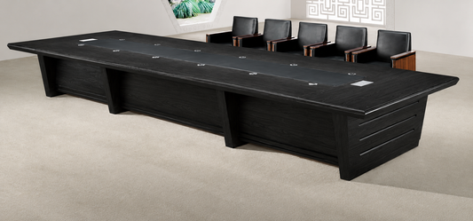 Black Ash Real Wood Veneer Heavy Duty Executive Boardroom Table - 4800mm to 6000mm - KT5C48