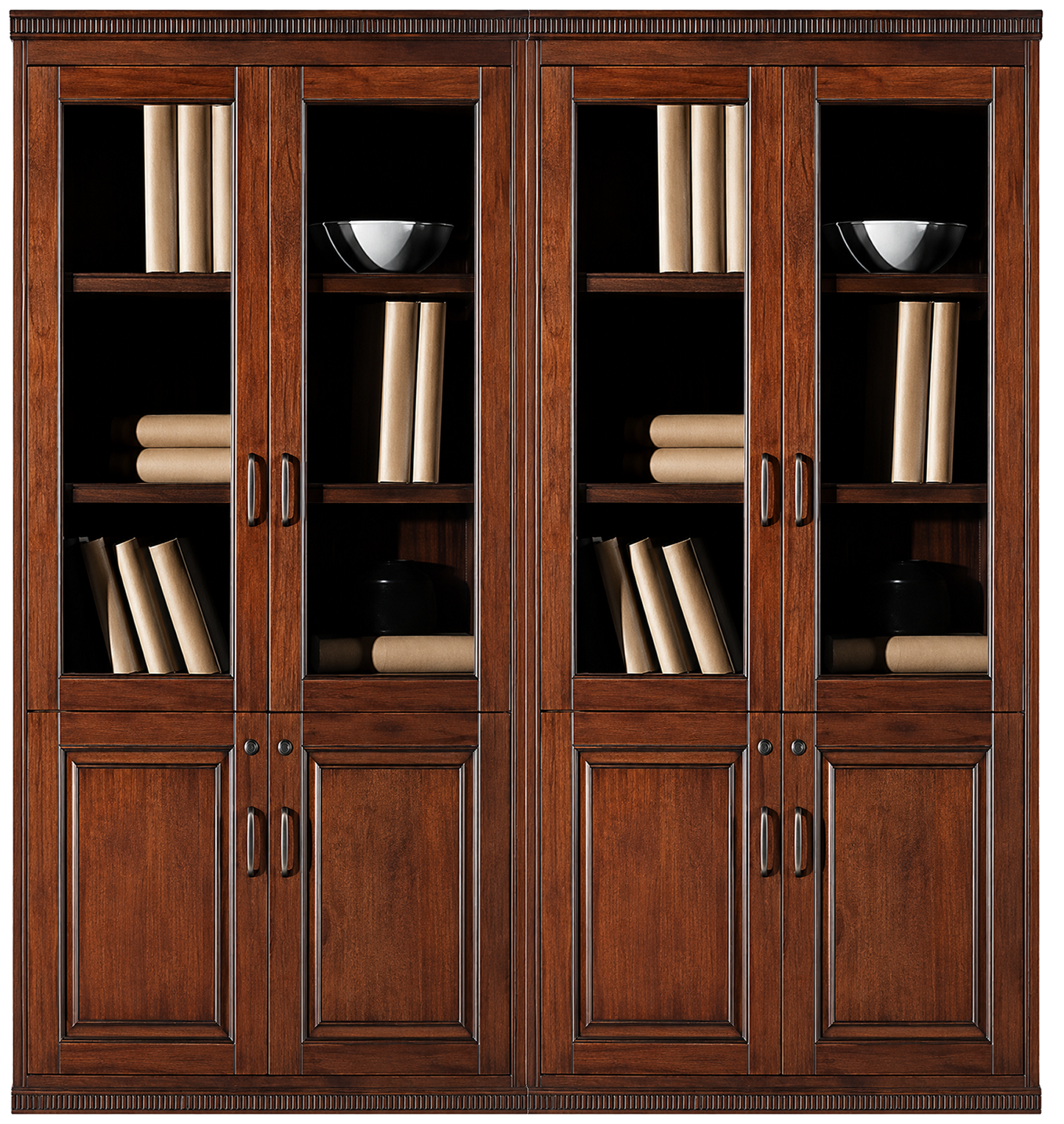 Real Wood Veener Executive Four Door Office Storage Bookcase - 1800mm - KM162-4DR
