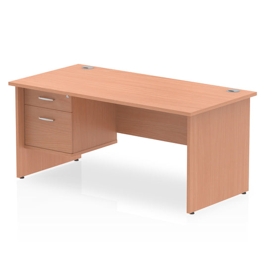 Impulse Panel End Straight Desk With Single Fixed Pedestal - 1600mm - Multiple Colour Options