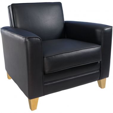 Black Leather Faced Reception Sofa - Single & Twin Option