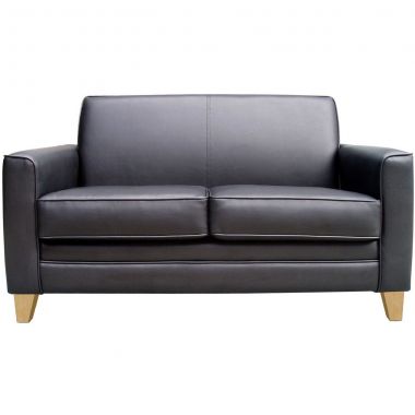 Black Leather Faced Reception Sofa - Single & Twin Option
