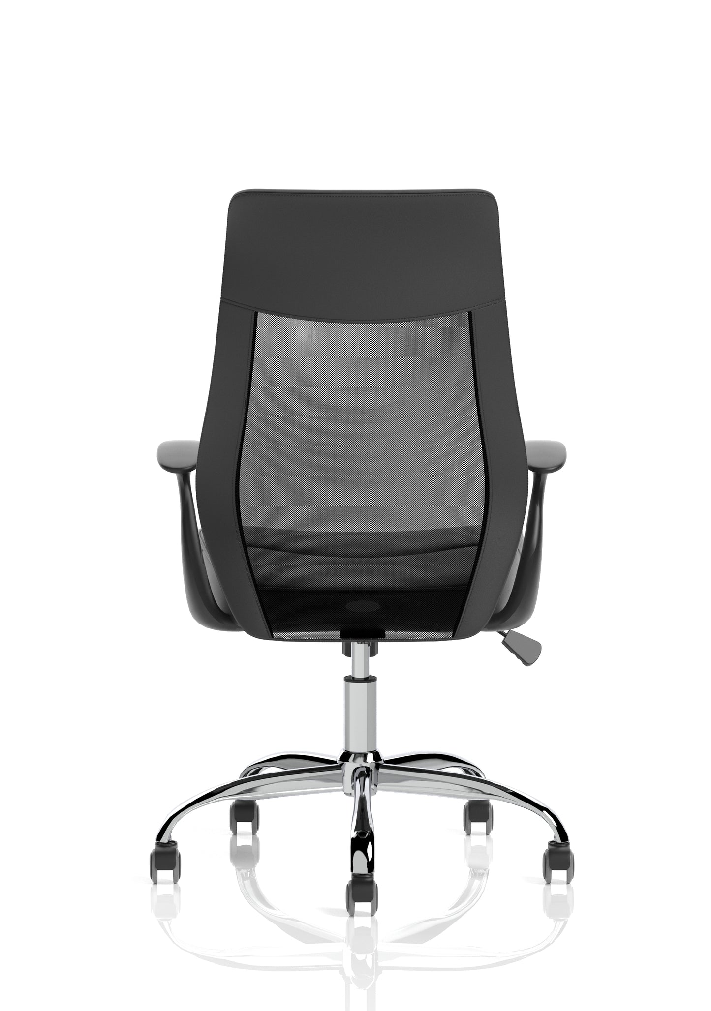 Baye High Mesh Back Task Operator Black Leather Office Chair with Fixed Arms