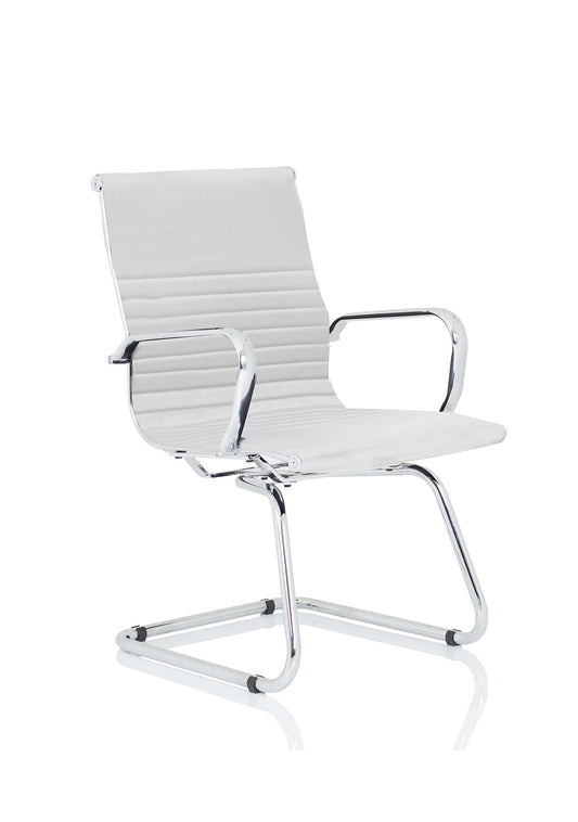 Nola Bonded Leather Cantilever Visitor Chair with Fixed Chrome Arms - Black or White